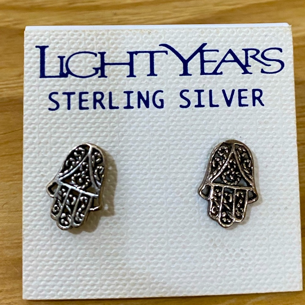 Sterling Silver Hamsa Stud Earrings